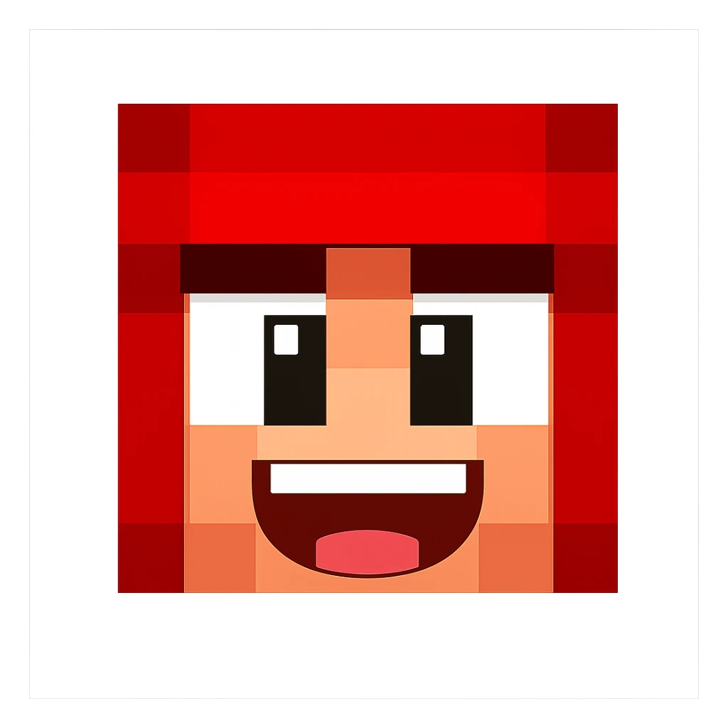 Extract only the face of the first character from the left, keeping the original Minecraft cartoon style and appearance, on a transparent background. sticker