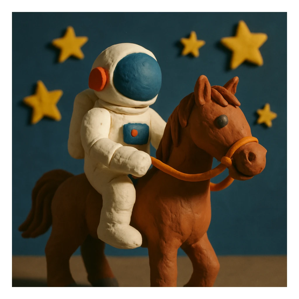 astronaut on horseback with stars in background sticker