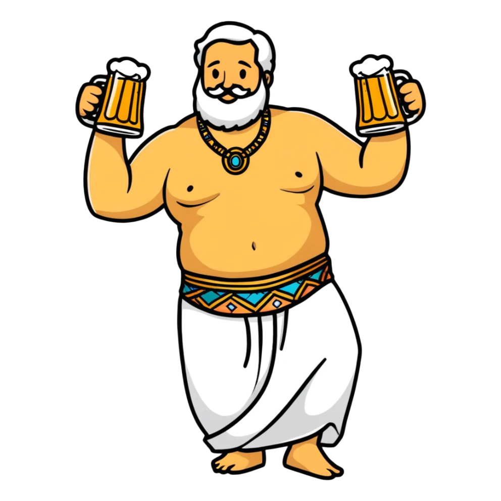hot dad bod dancing, middle-aged man with slight beer belly dancing with confidence and energy sticker