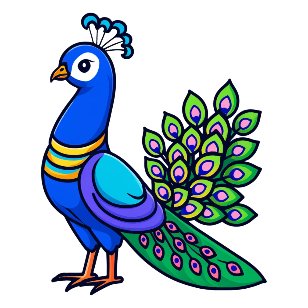 colorful peacock with Hindi word Husn meaning beauty sticker