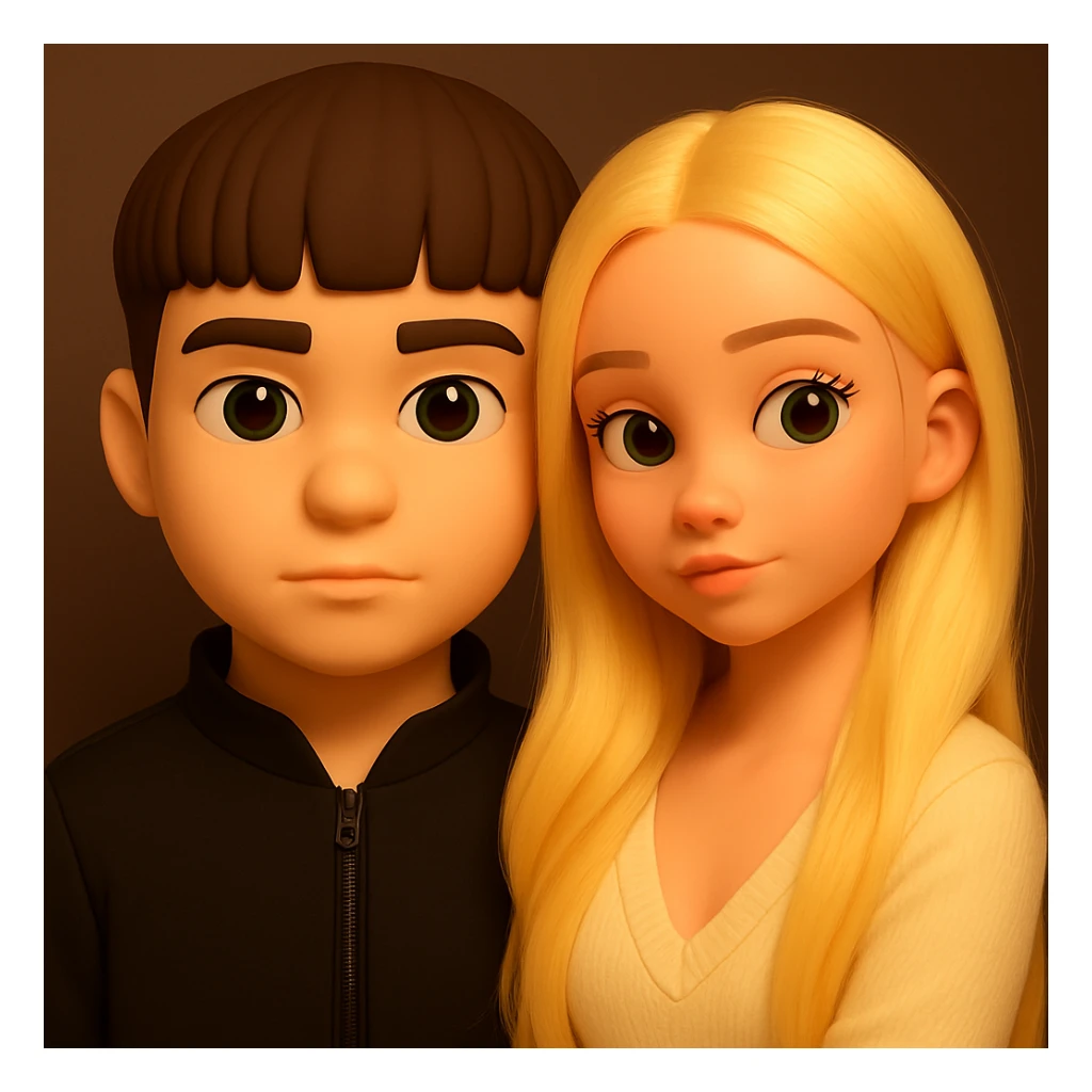 combine these two 3d emoji characters into one image, but keep them as two separate figures, each clearly visible and distinct sticker
