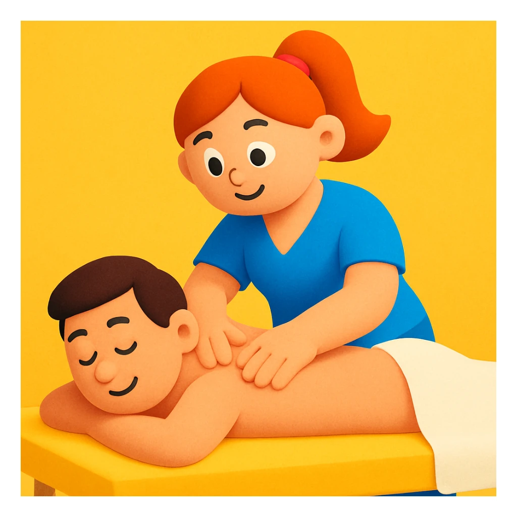 a girl doing massage therapy, 3D cartoon style sticker