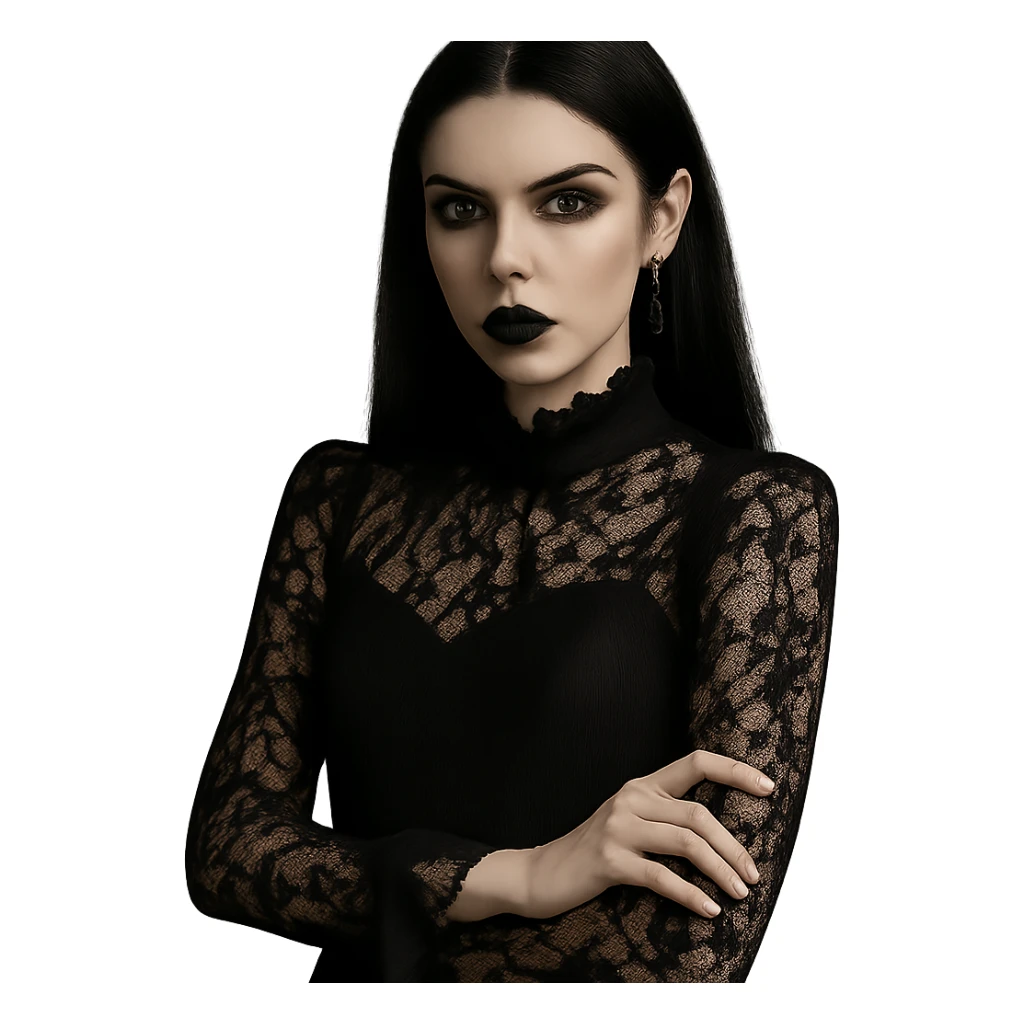 Remove the background, keep only the gothic girl, preserve transparent background. sticker