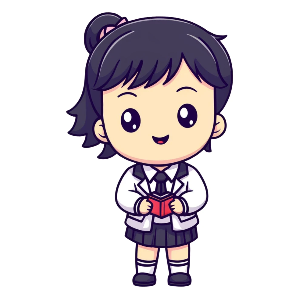 kawaii anime character with school uniform and cute expression sticker