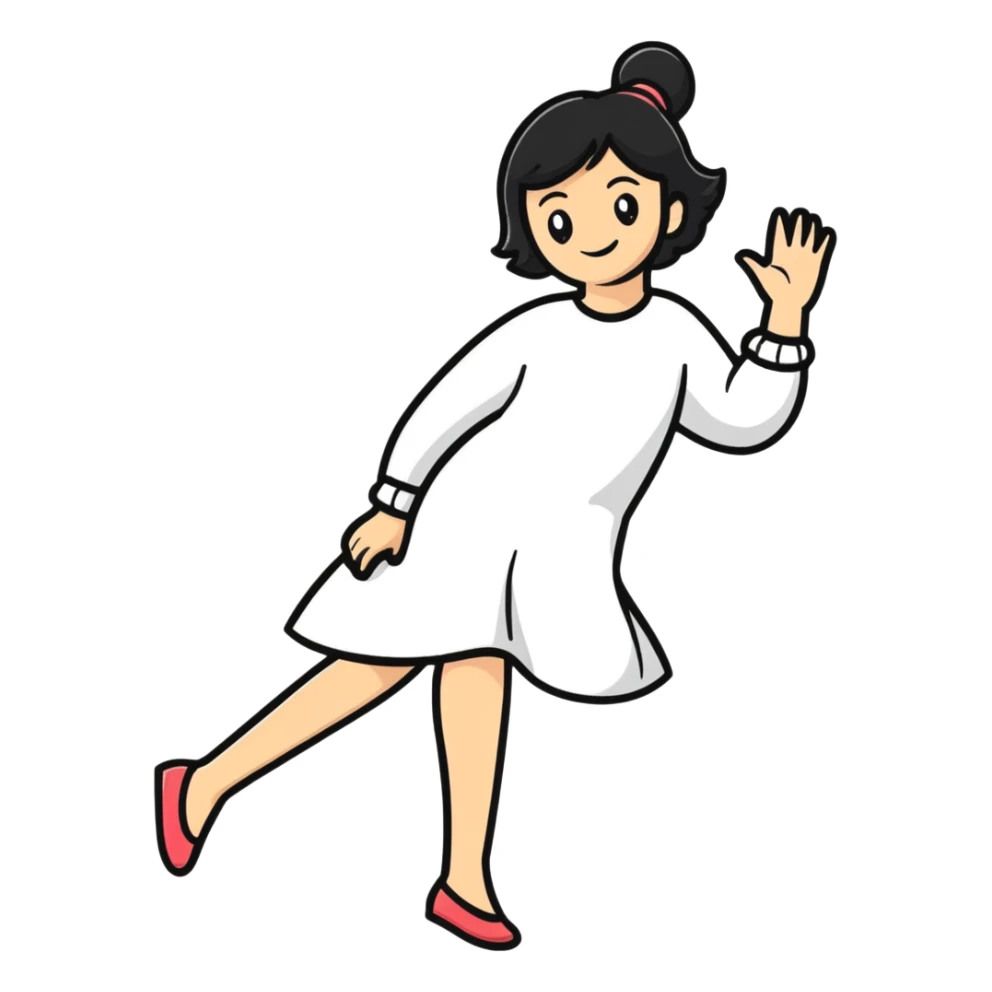 cartoonish confident adult woman in a playful pose sticker