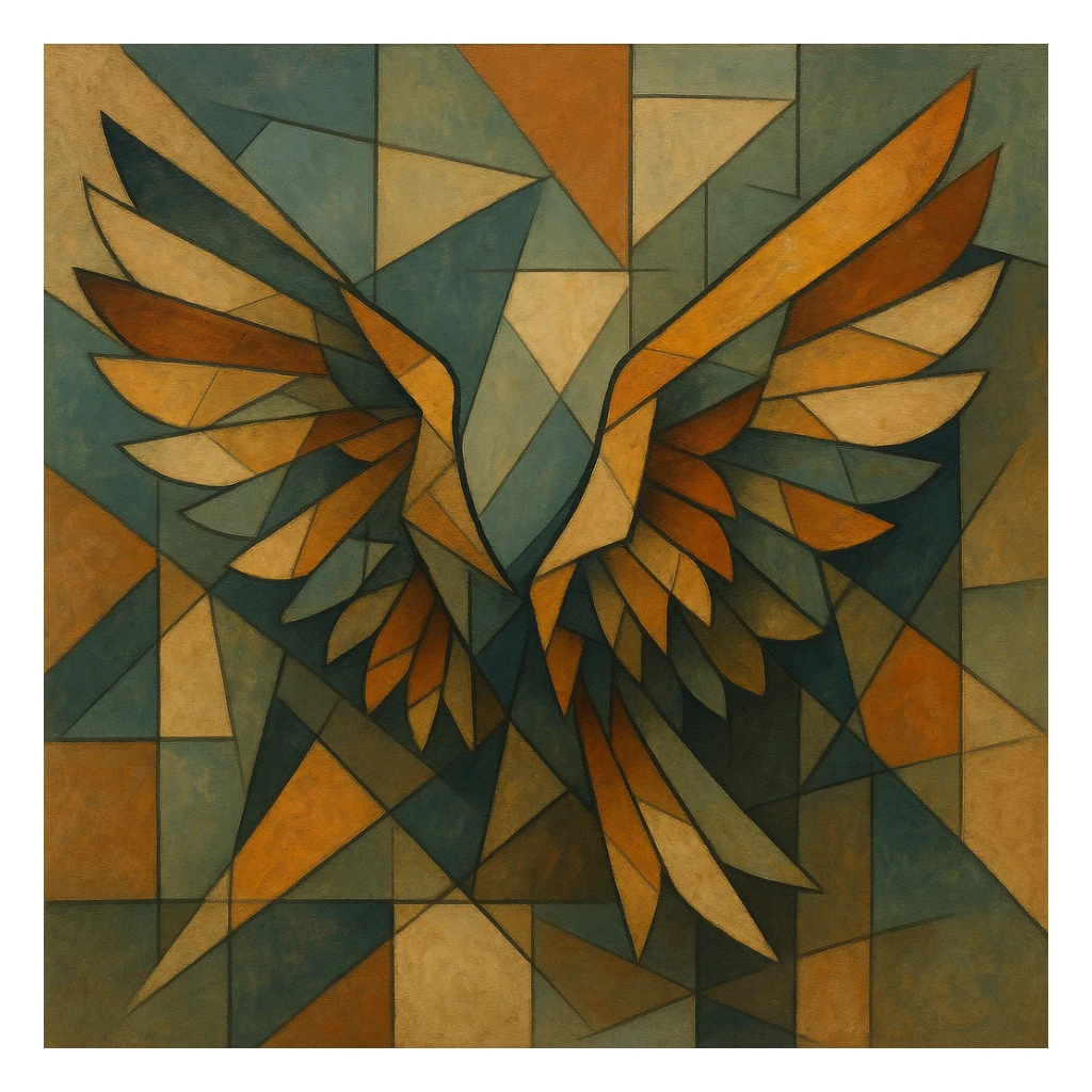 a pair of wings in cubist abstraction style sticker