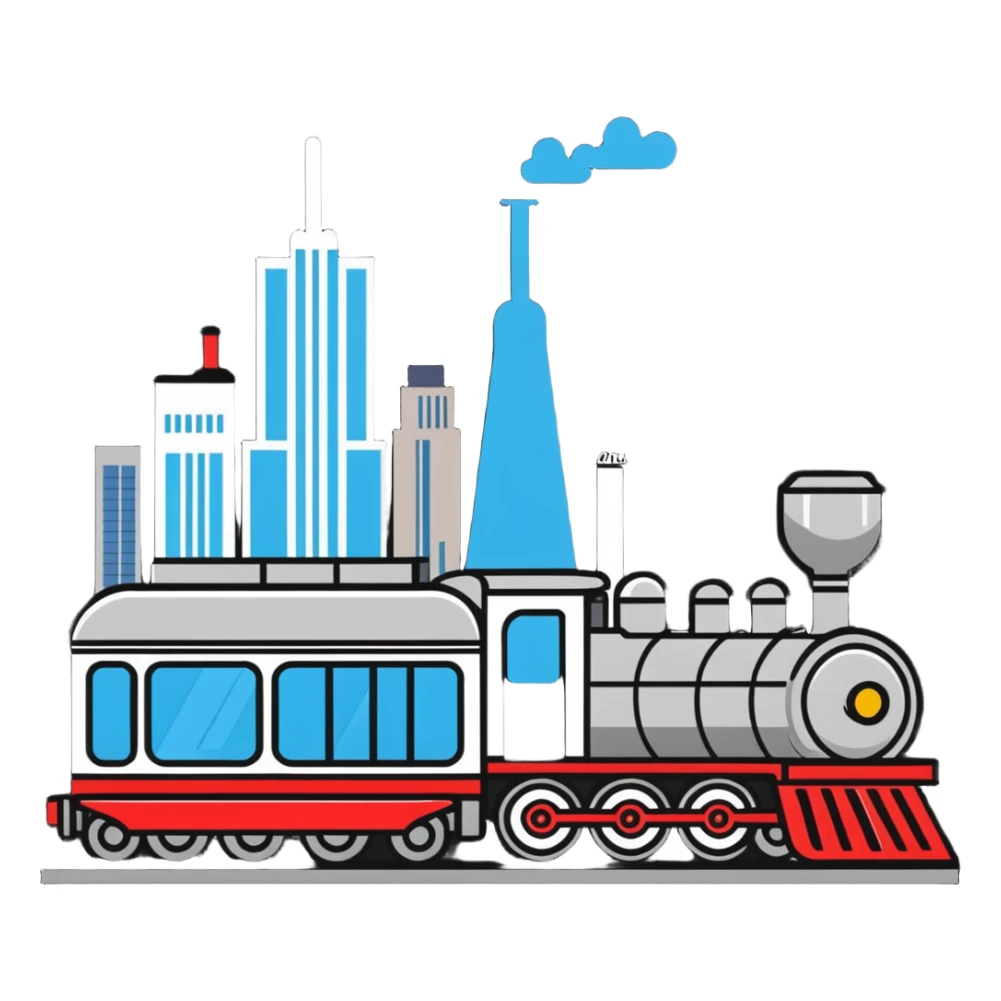 A cartoon locomotive train drinking vodka, with Moscow skyline in background sticker