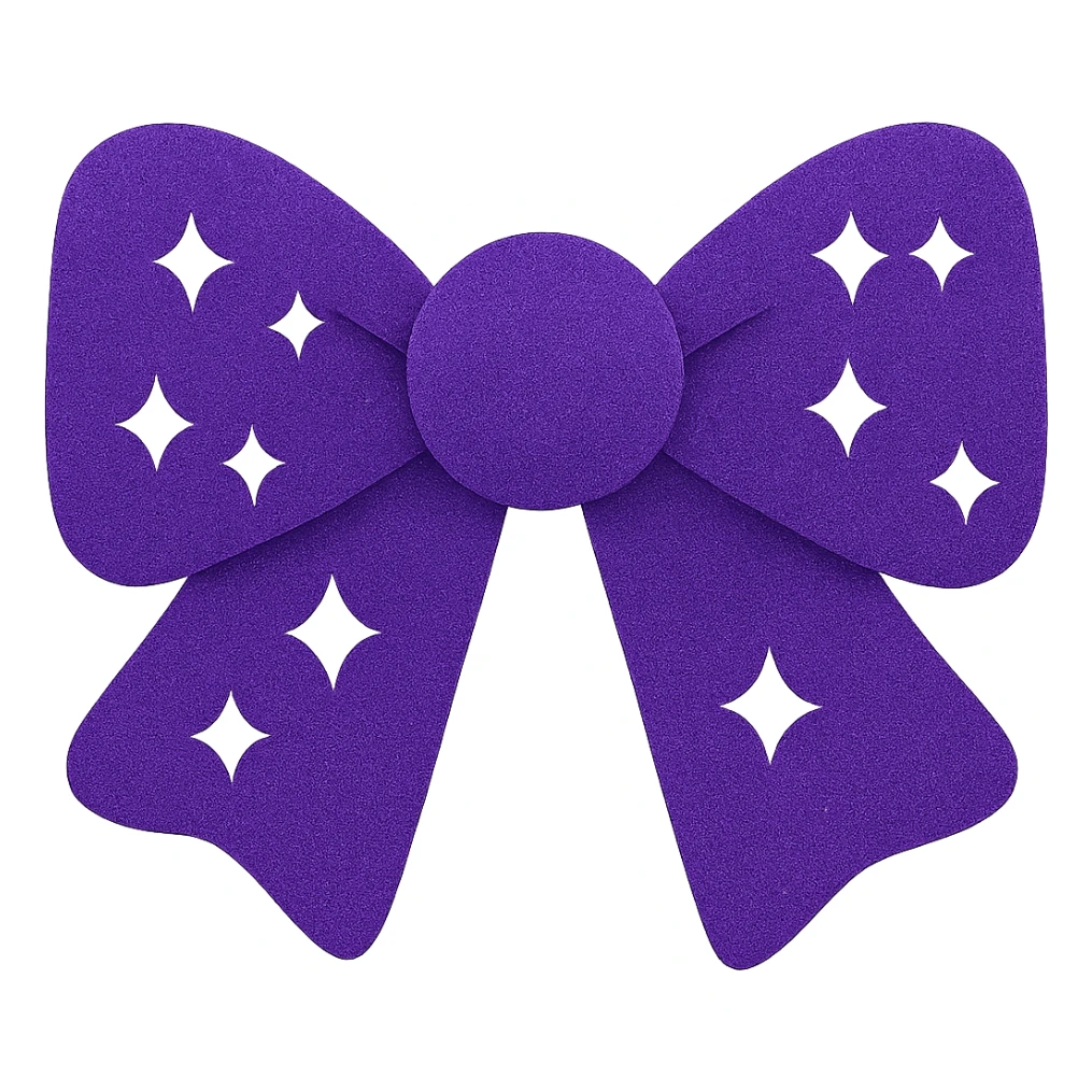 Make the glitter bow purple with shimmering texture, elegant and festive, no background. The bow should look decorative and sparkling with a rich purple color and glitter details. sticker