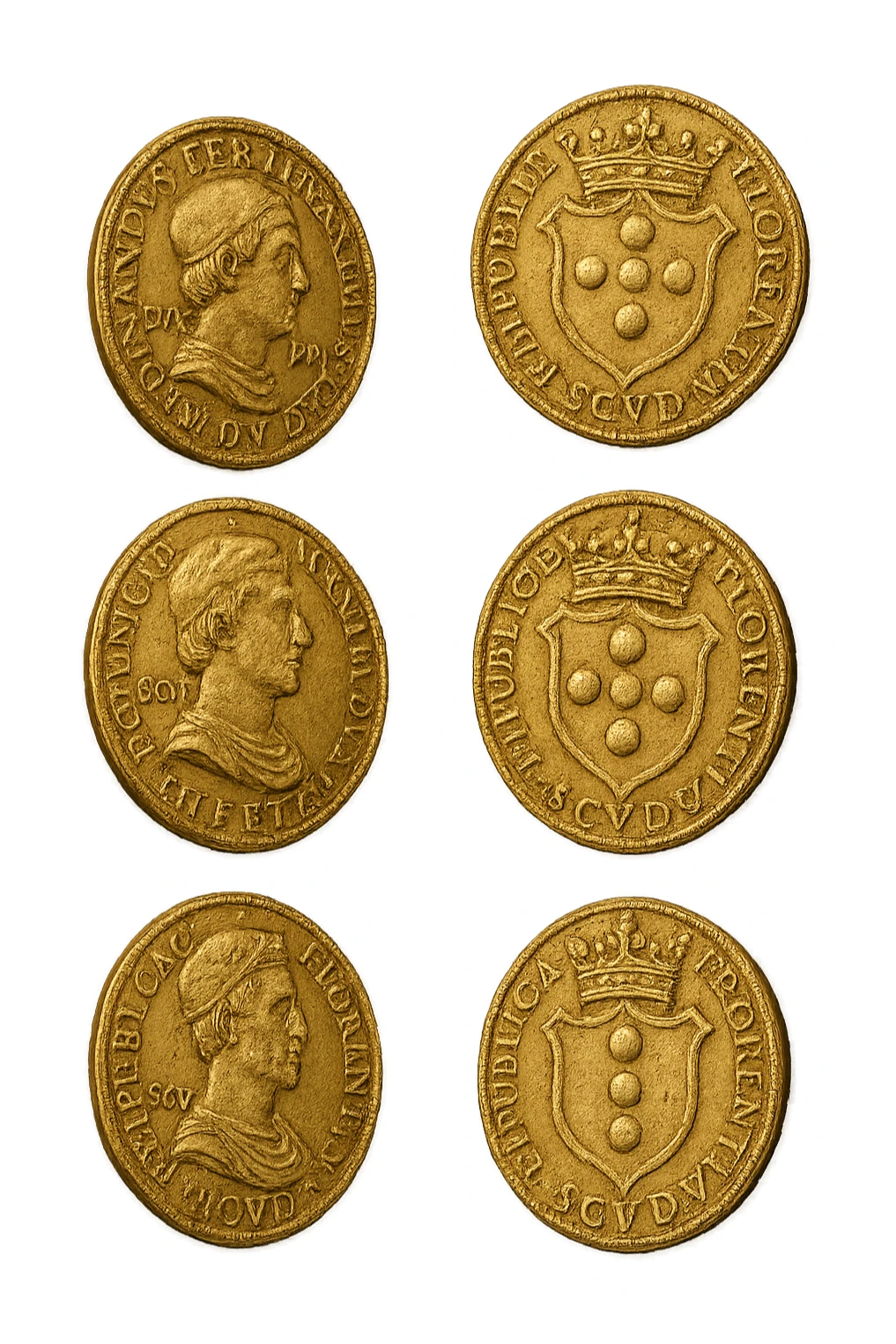 6 scudi realistici in 3d fluttuano in aria, iperrealistico 4k sticker