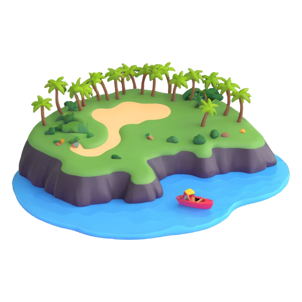 SimDay Bay near a lush island in the Pacific Ocean sticker