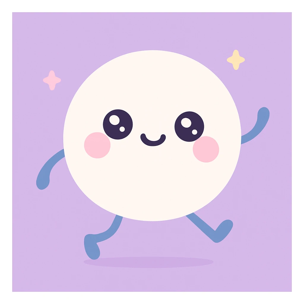 cute snow ball with a smiling face, stick arms and legs, blushing cheeks, playful pose sticker
