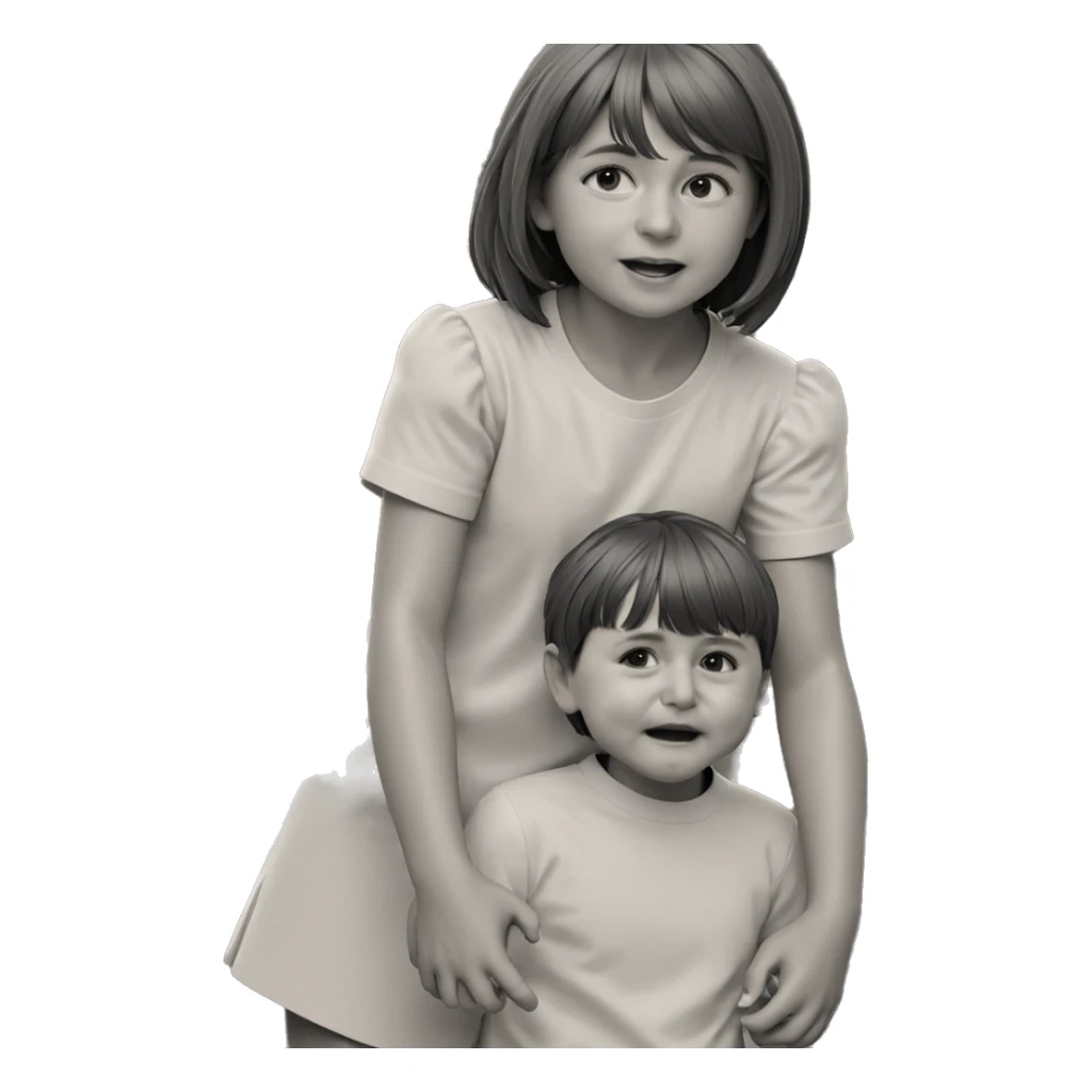 monochrome girl and boy portrait sticker