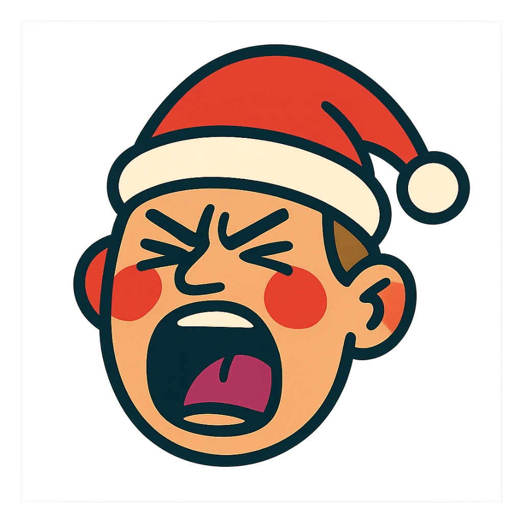 screaming face wearing a Santa hat sticker