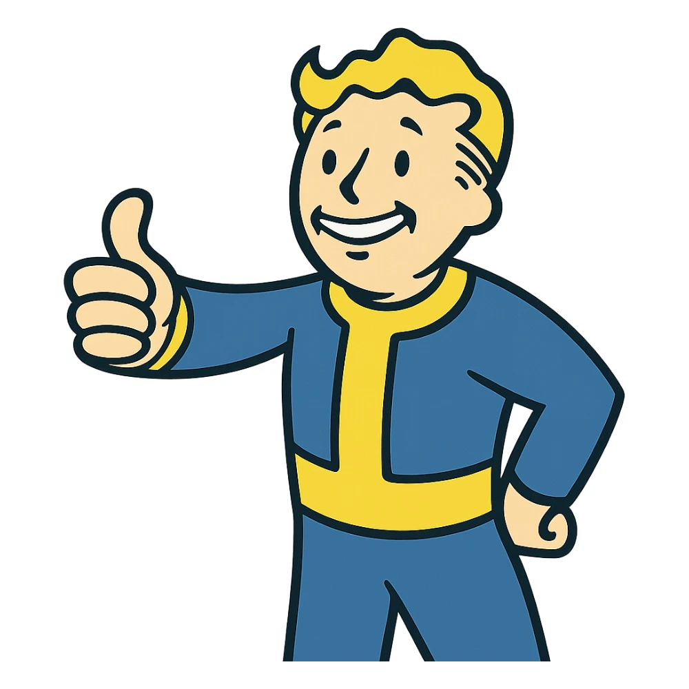 Vault Boy from Fallout giving a thumbs-up sticker