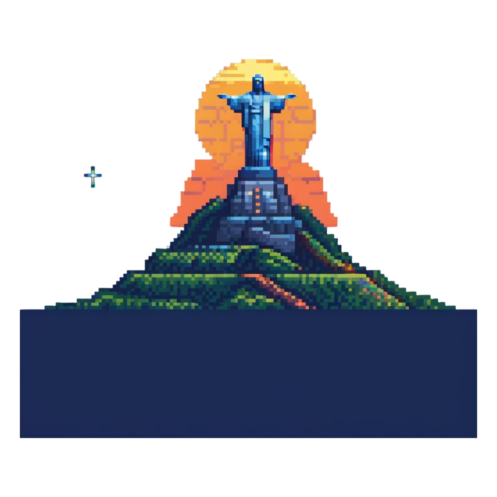 Christ the Redeemer statue in Rio de Janeiro with sunset colors sticker