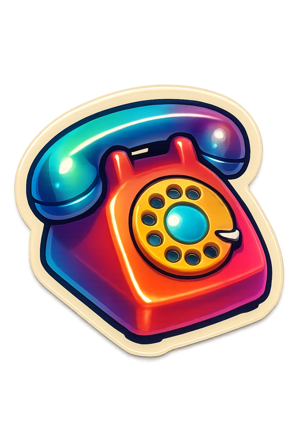 A retro phone sticker in retro stickers style, with a vintage design and bright colors sticker