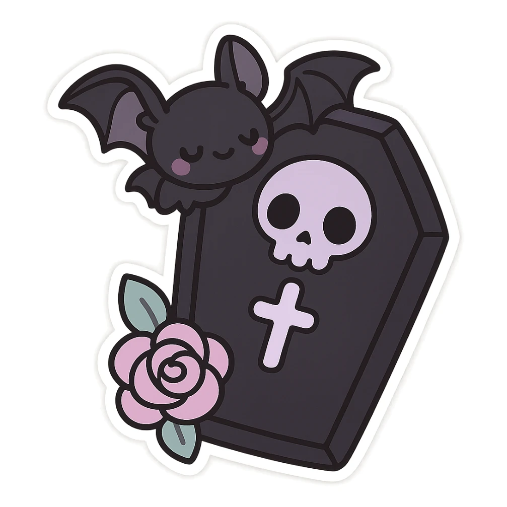 pastel goth black object sticker