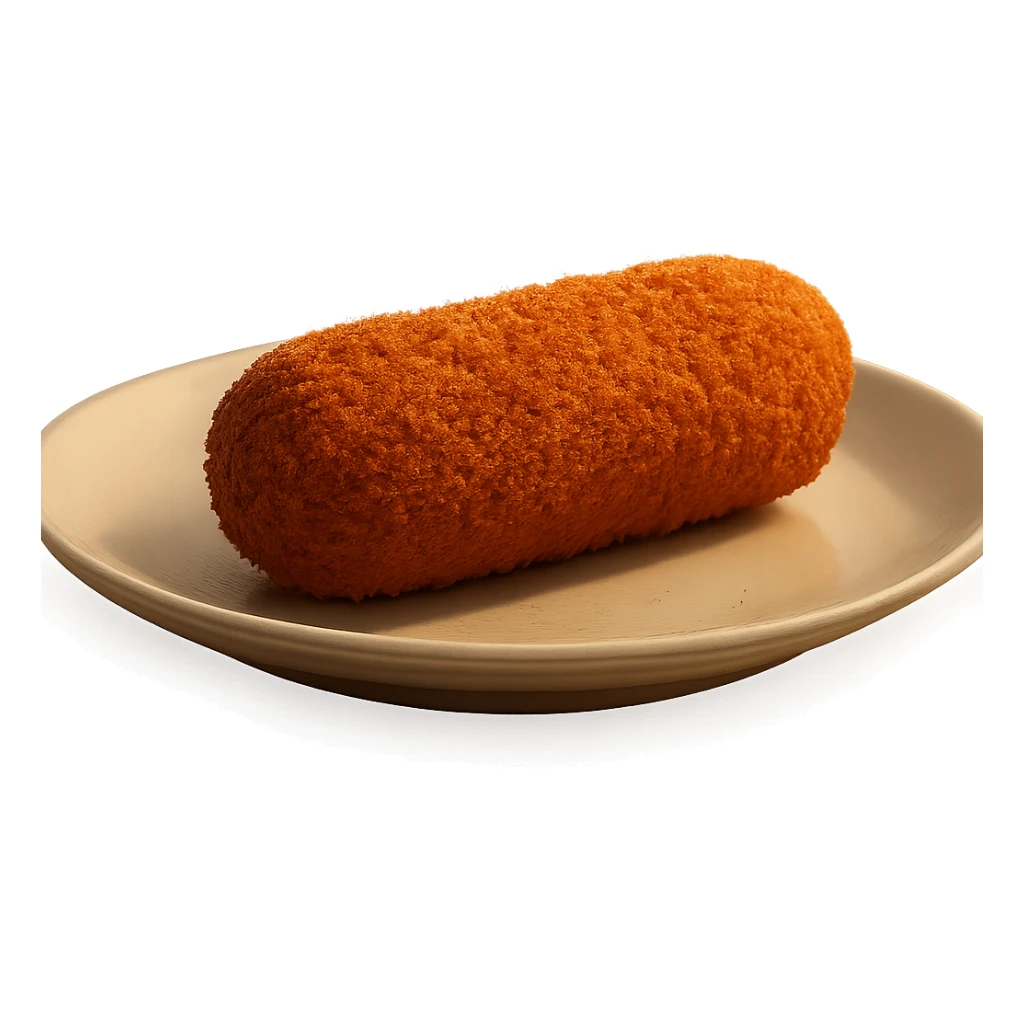 realistic Dutch kroket on a plate, side view, warm lighting sticker