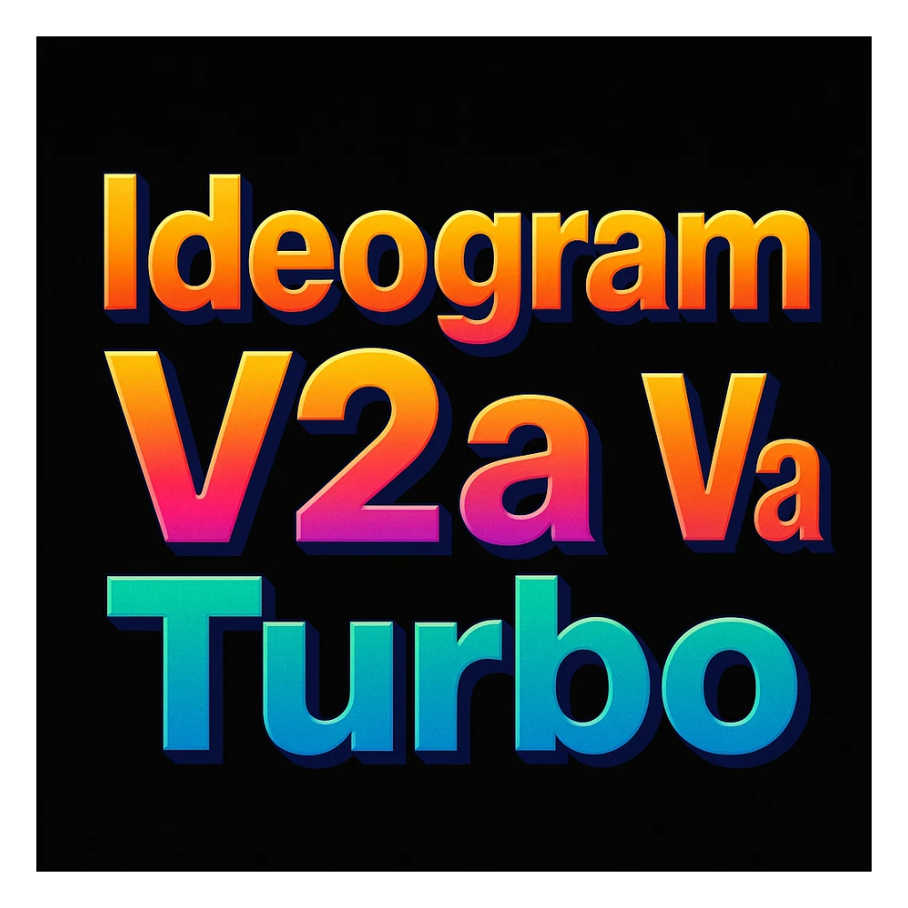 make a colorful text of "Ideogram V2a Turbo", black background sticker