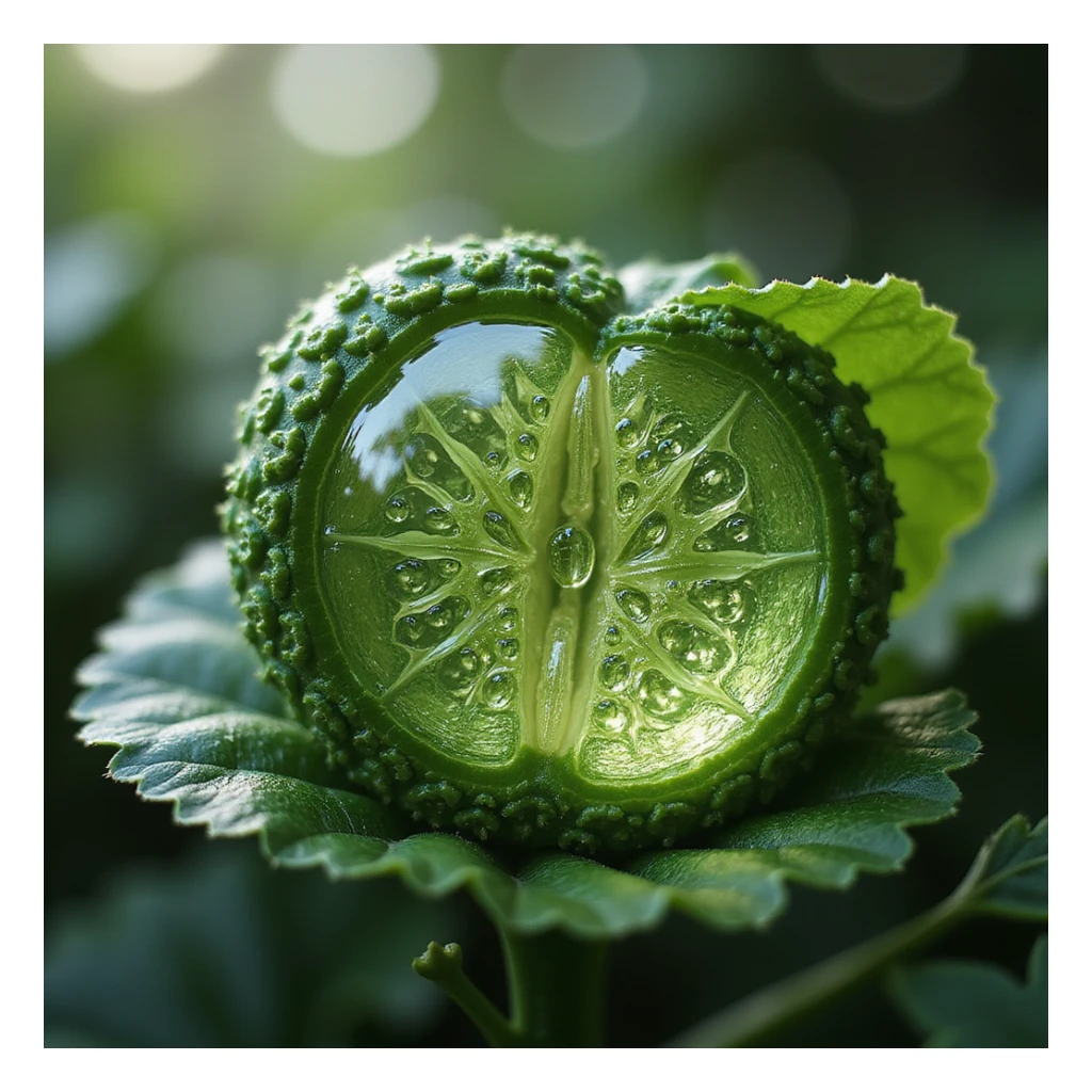 highly realistic detailed chloroplast at cellular level showing photosynthesis process inside leaf, visible thylakoids and grana, no background, transparent background sticker