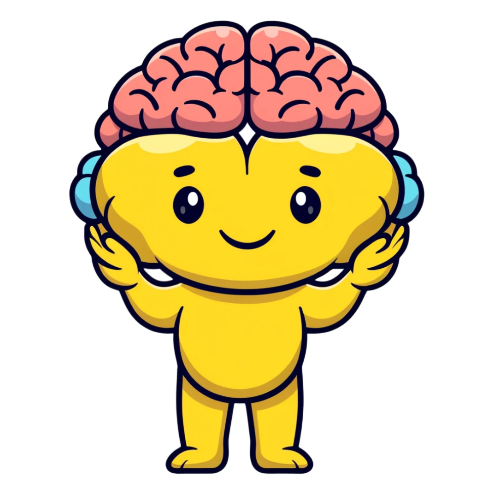 cute brain with a smiling face, arms and legs sticker