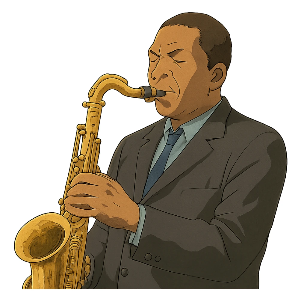 John Coltrane playing saxophone sticker