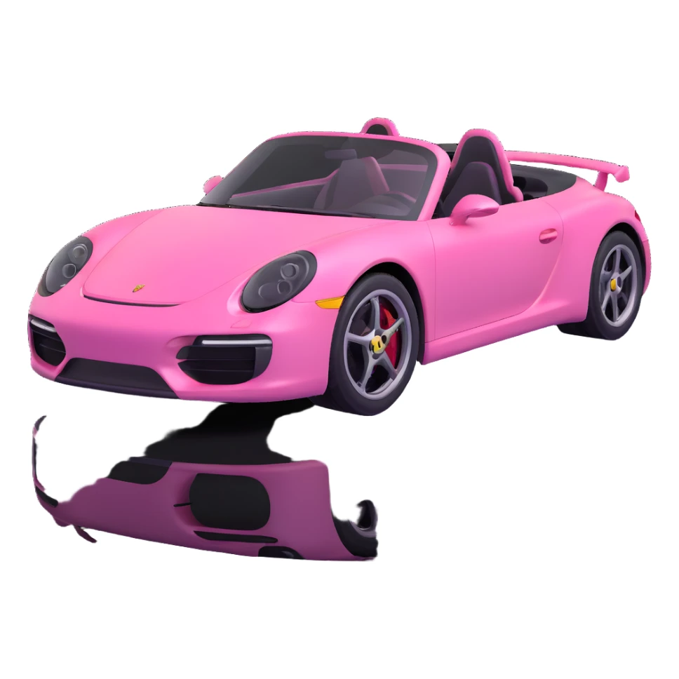full view of a pink porsche sports car sticker