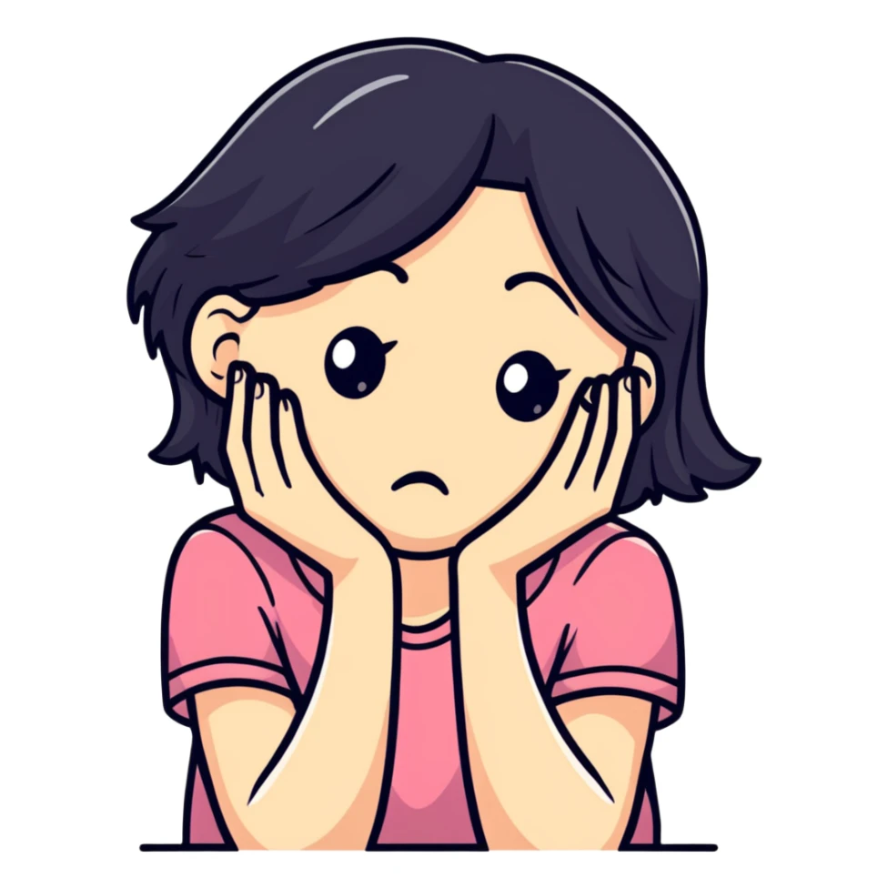 sad girl with headache, holding her head sticker