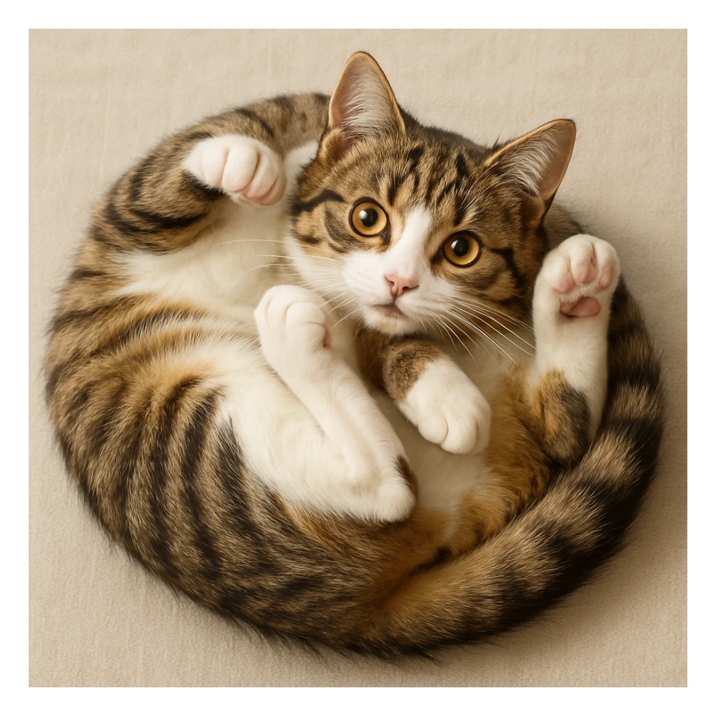 a playful cat curled up sticker