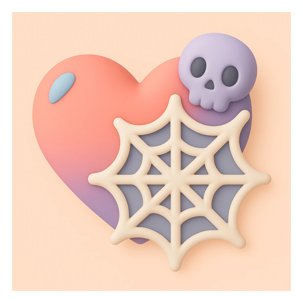 gothic heart with a spiderweb, mochi style sticker