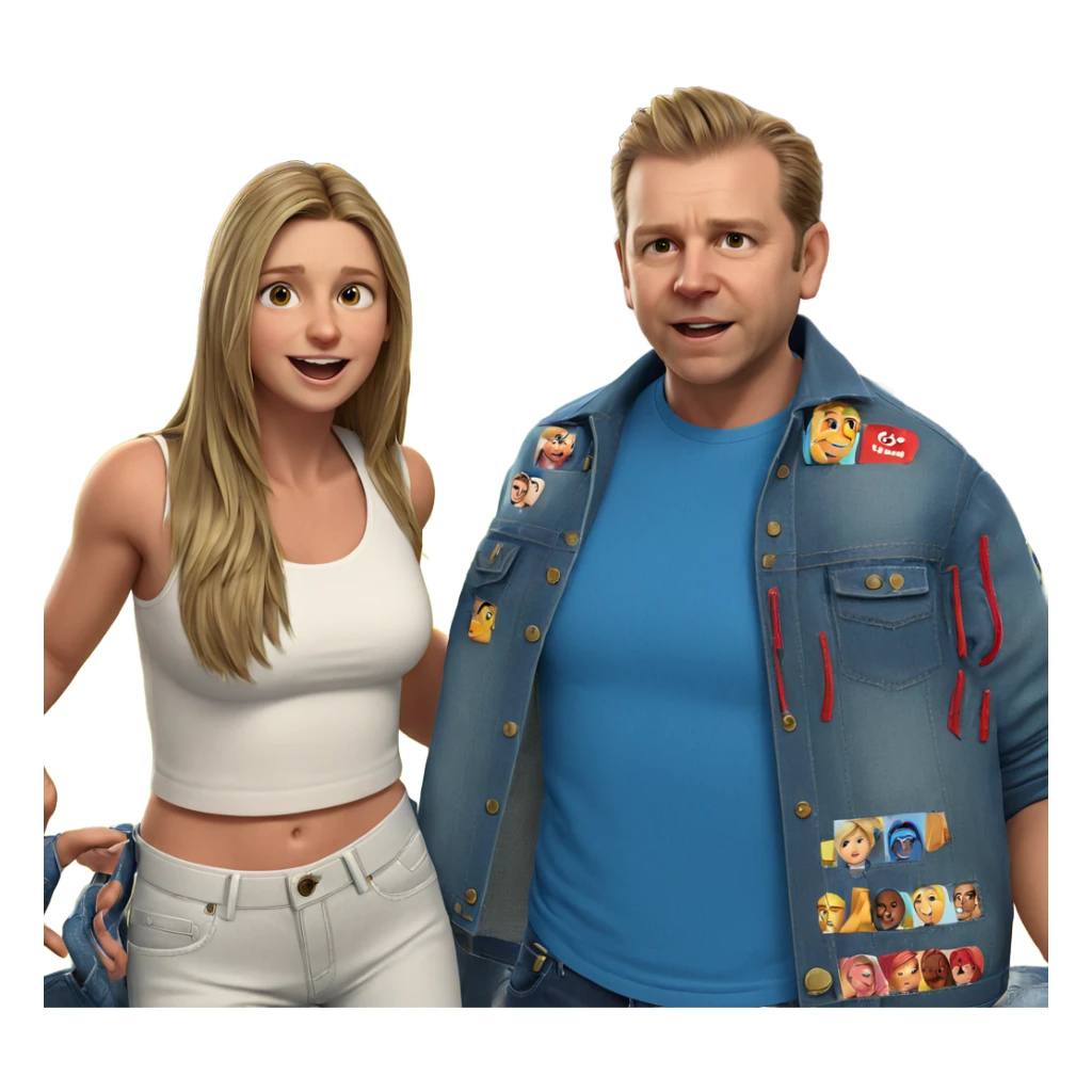 girl and boy in denim sticker