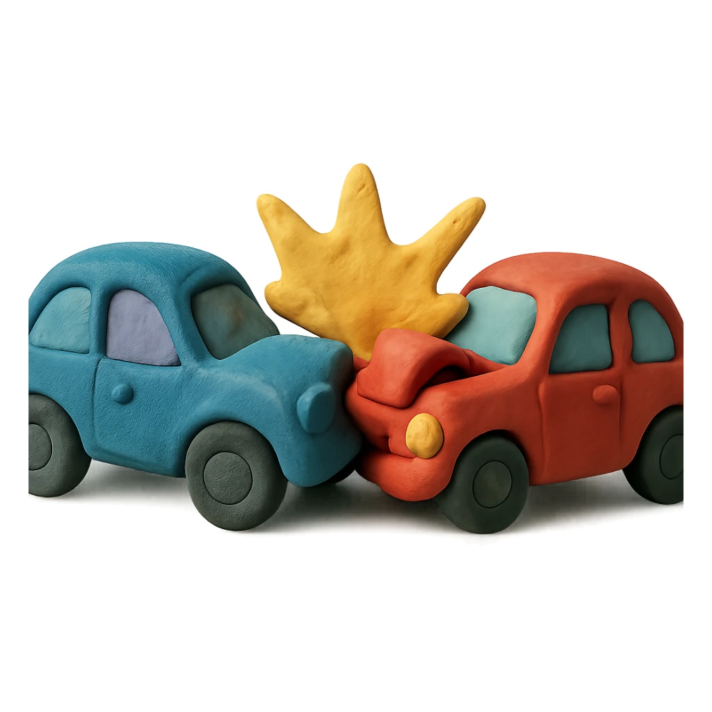 claymation style car crash sticker