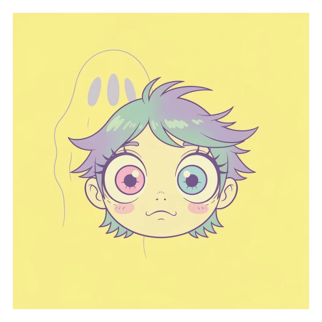pastel horror profile picture, cute, expressive, minimal, variation 1 sticker