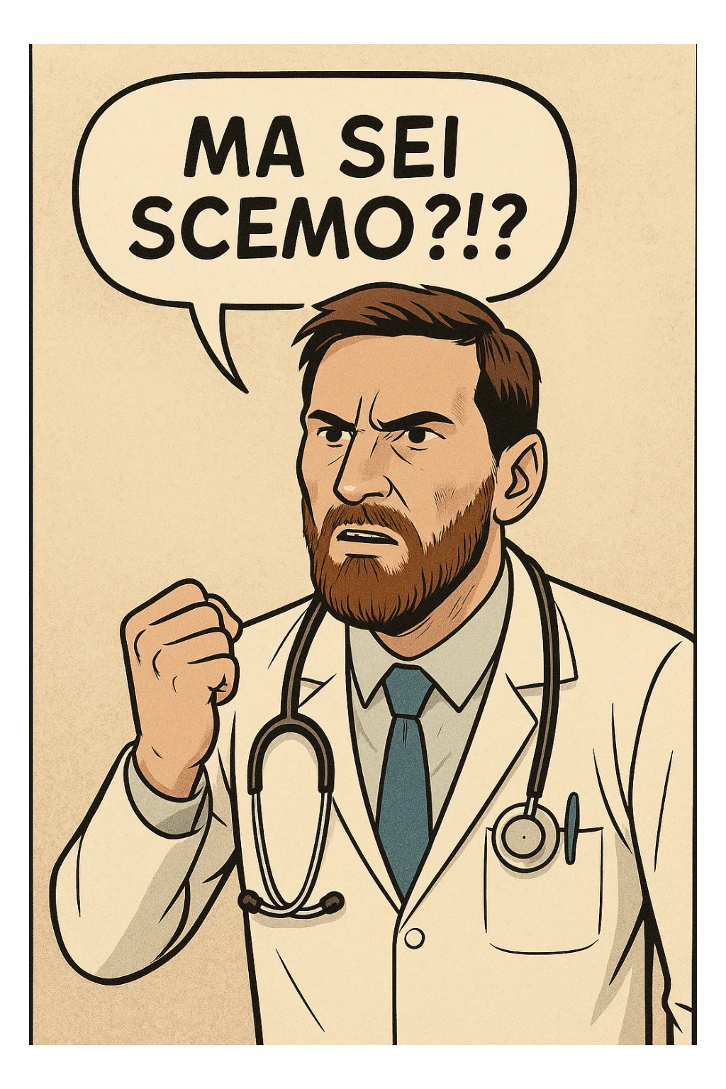 Dottore con la stessa faccia e camicie, dice "Ma sei scemo?!?" sticker