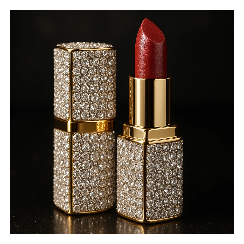 diamond-encrusted lipstick, slay object, luxurious and glamorous sticker