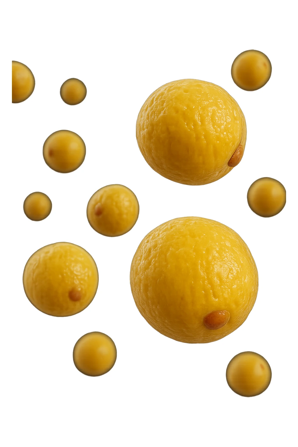 adipociti (cellule gialle) anatomiche realistiche fluttuano in aria, iperrealistico 4k sticker