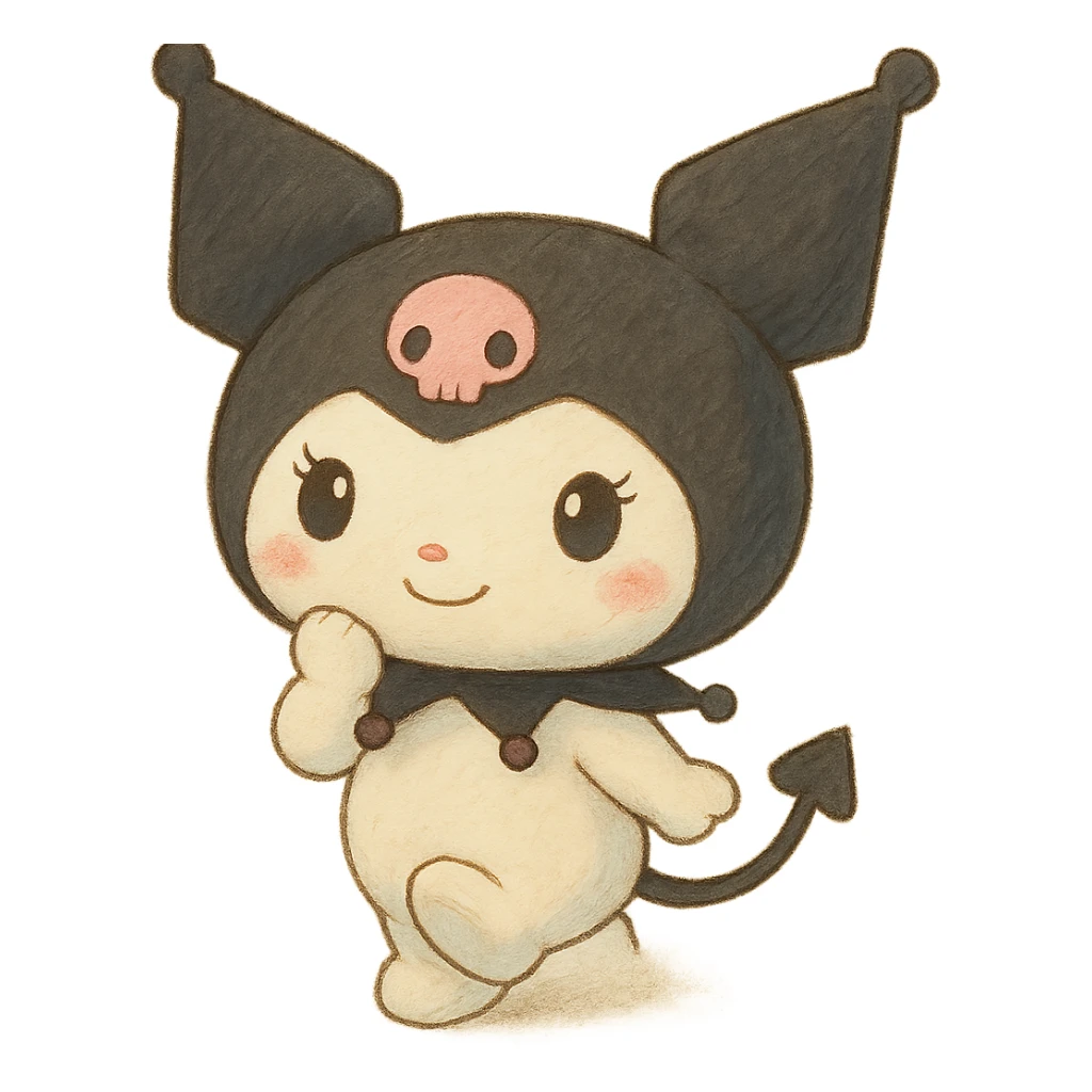 Kuromi character, soft and whimsical, transparent PNG sticker