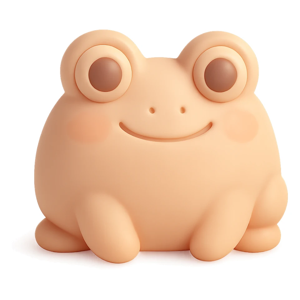 a green mochi with frog features, big eyes, gentle smile, soft shading sticker