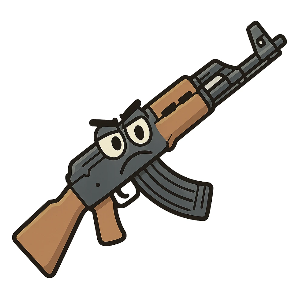 AK-47 rifle stylized cartoonish emoji sticker