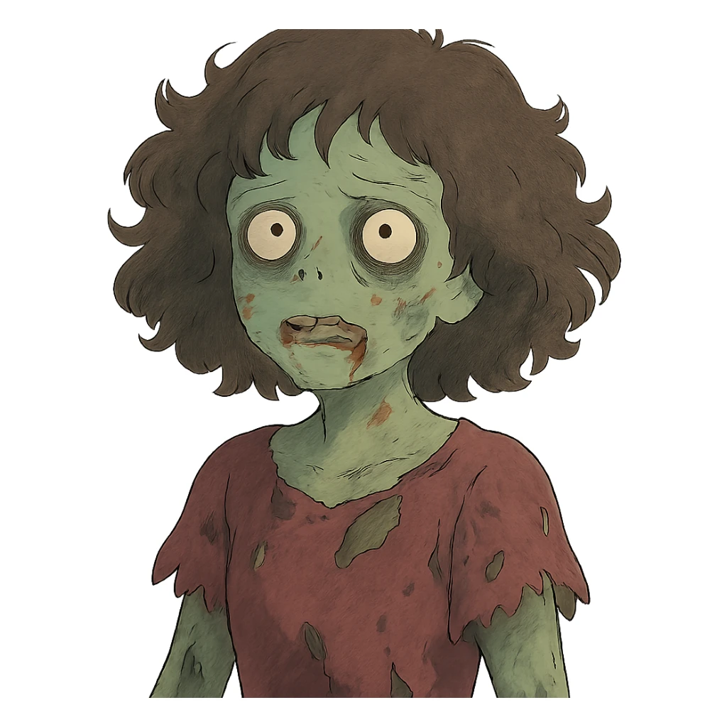 zombie girl with curly hair sticker