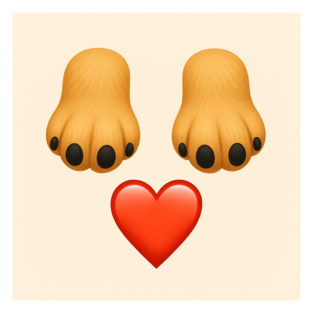 Make the puppy paws black, keep the heart and original style (original style was apple style emojis) sticker