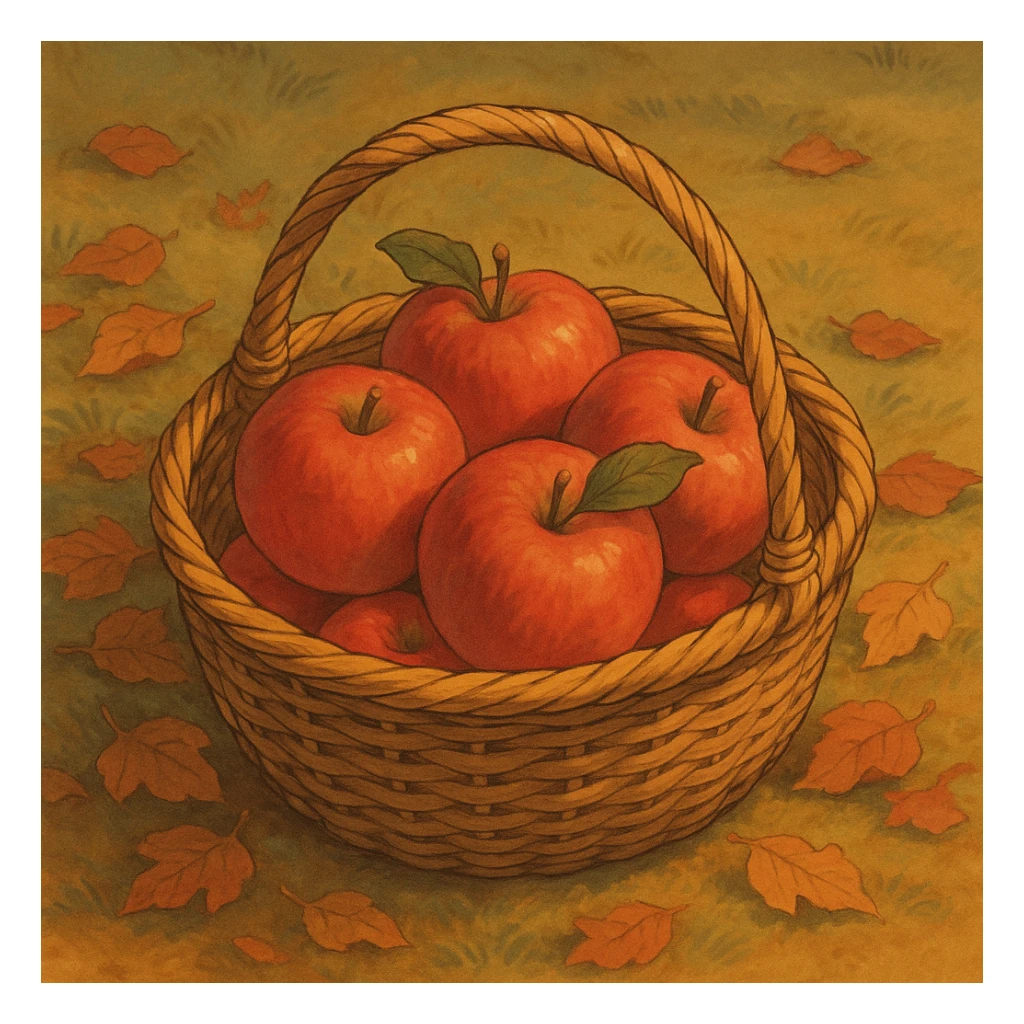 cozy basket of apples after apple picking sticker