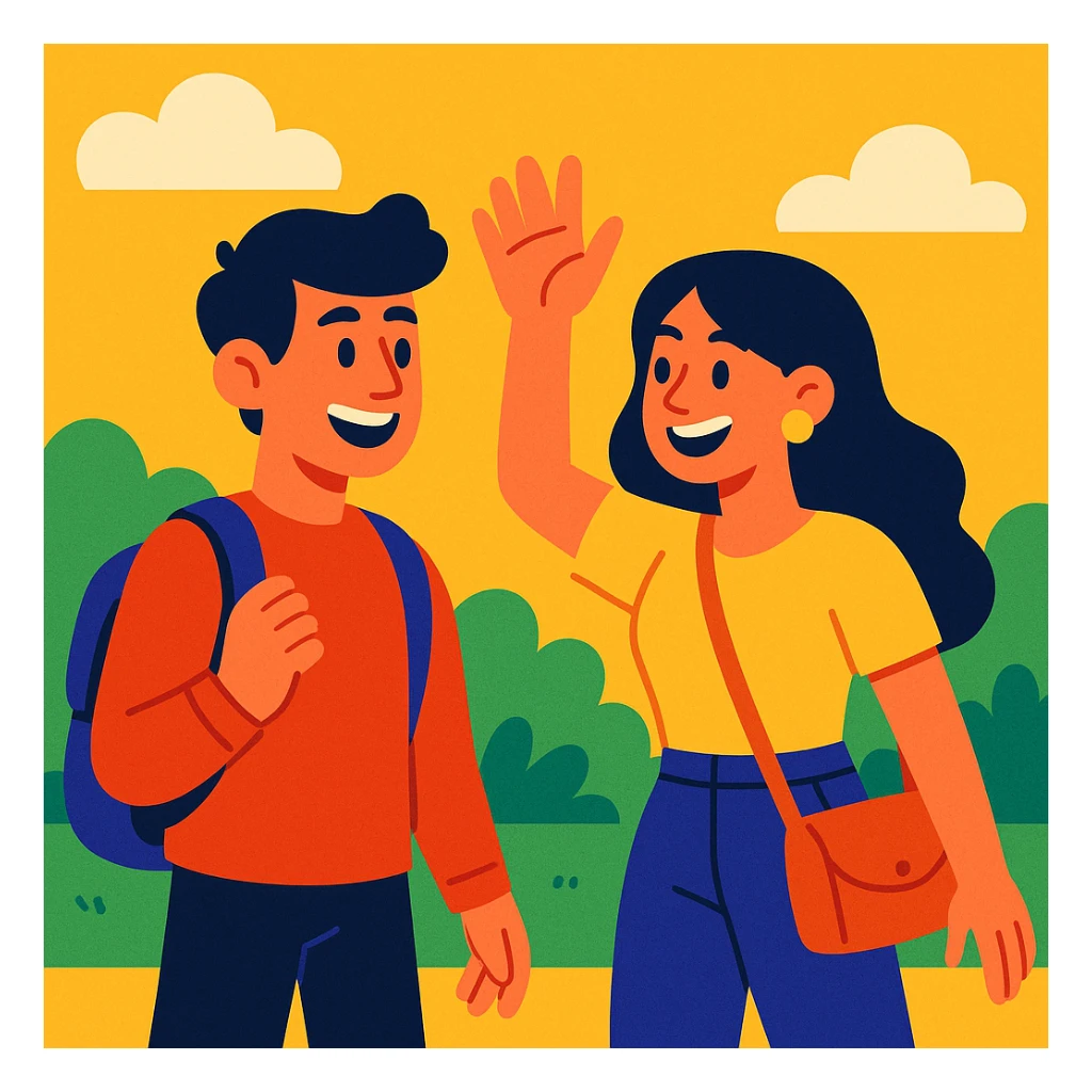 A young man and woman meeting for the first time sticker