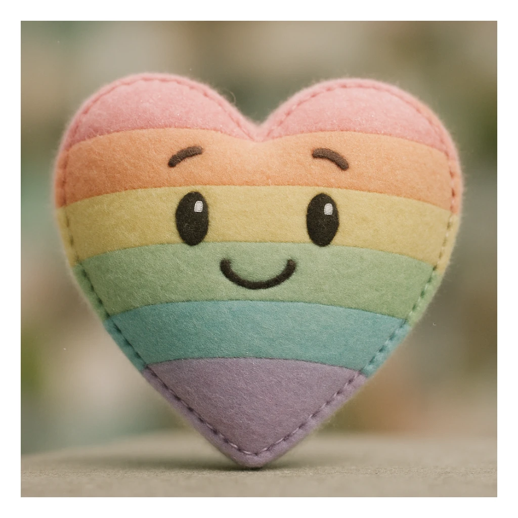 rainbow pride heart, pastel color palette, subtle sparkle effect, no text sticker