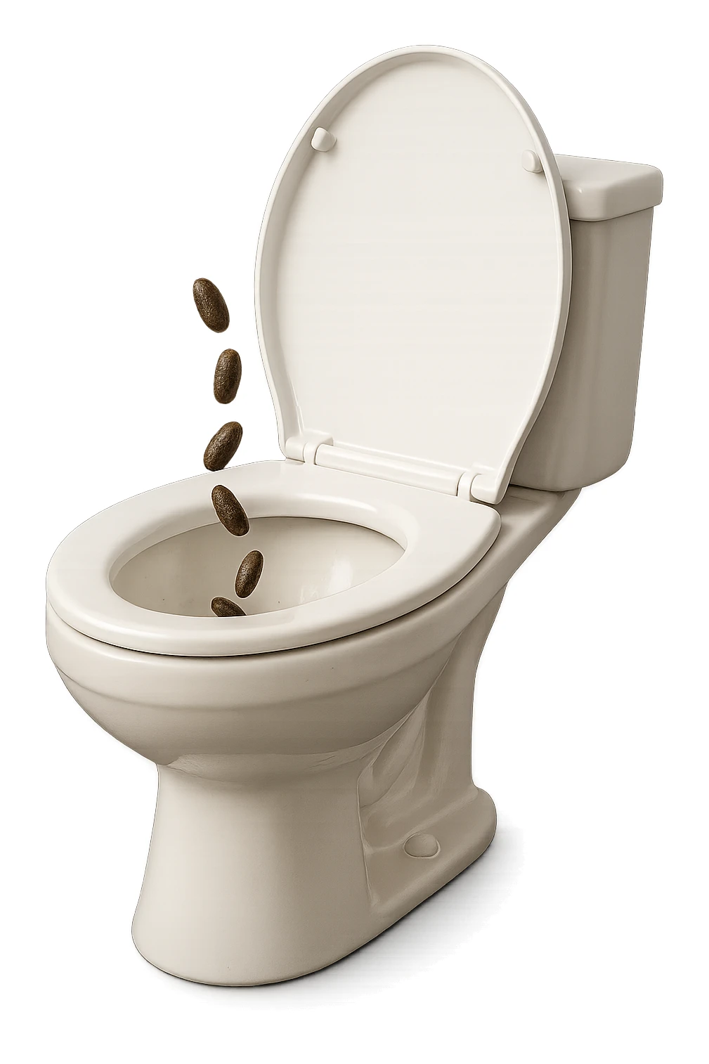 wc dentro cui cadono feci di animale a pallini, iperrealistico 4k sticker