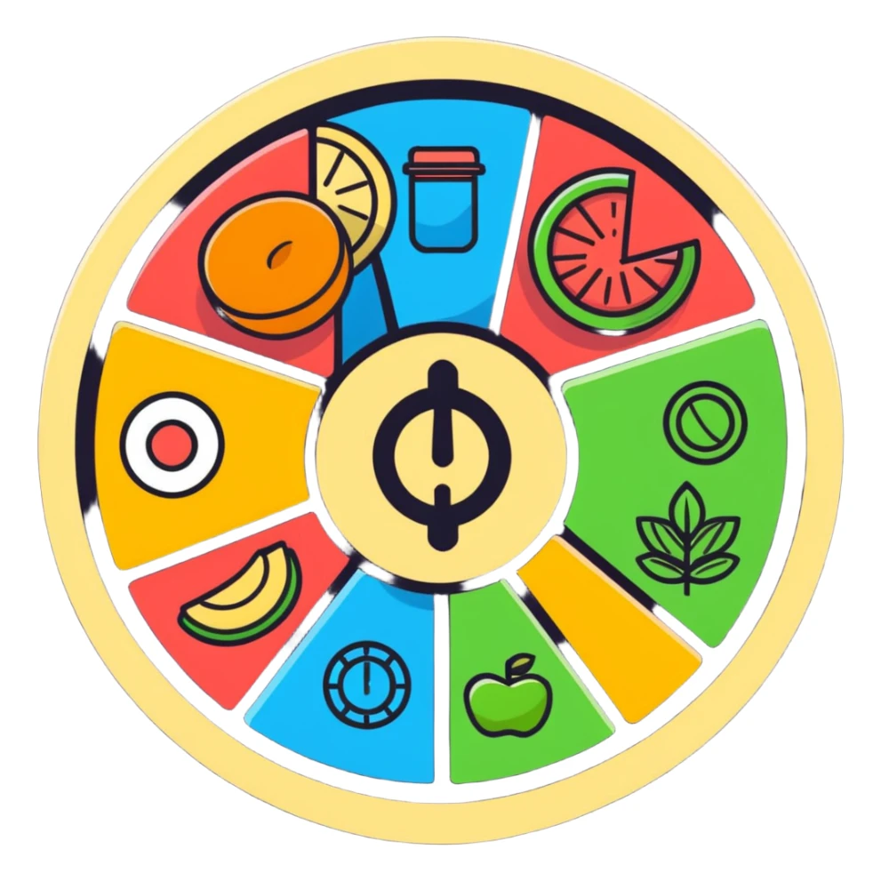 balanced lifestyle wheel with movement, nutrition, rest, and vitality sticker