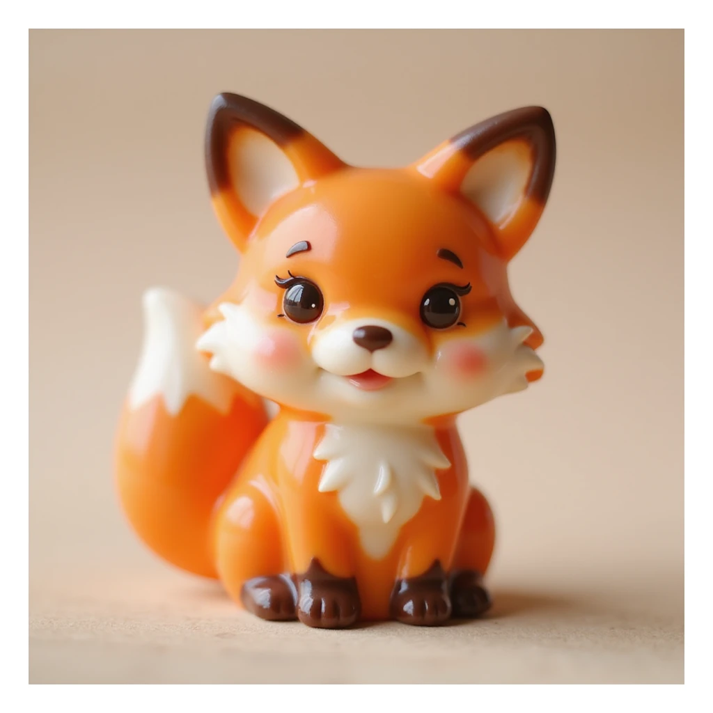 realistic candy shaped like a cute fox, photorealistic style sticker