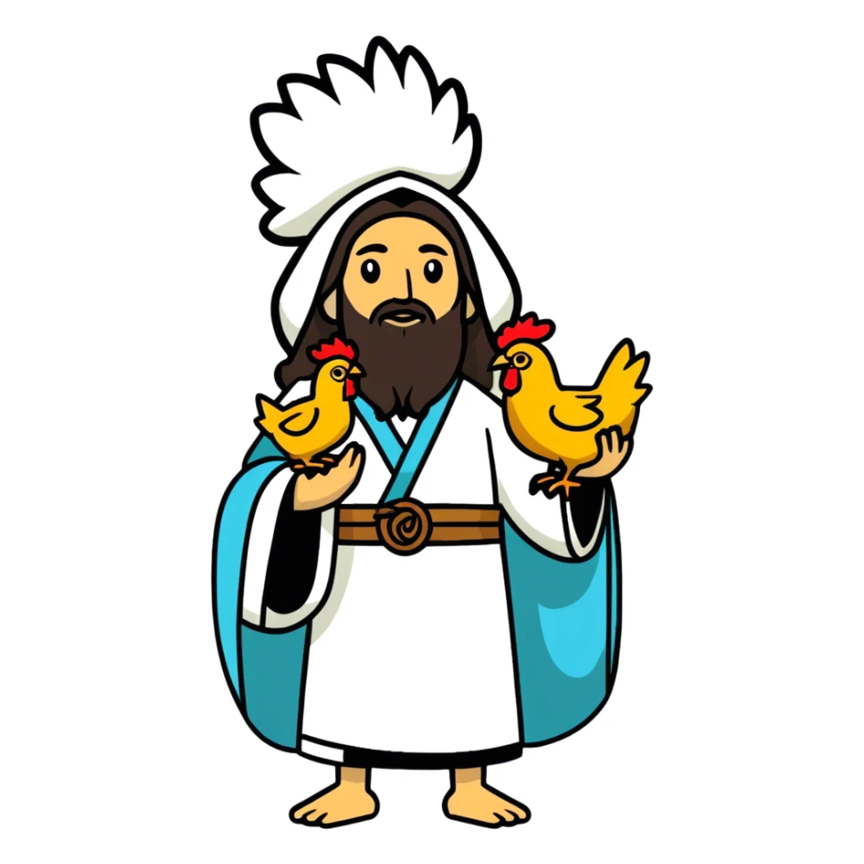 Israeli shaman raising chickens sticker