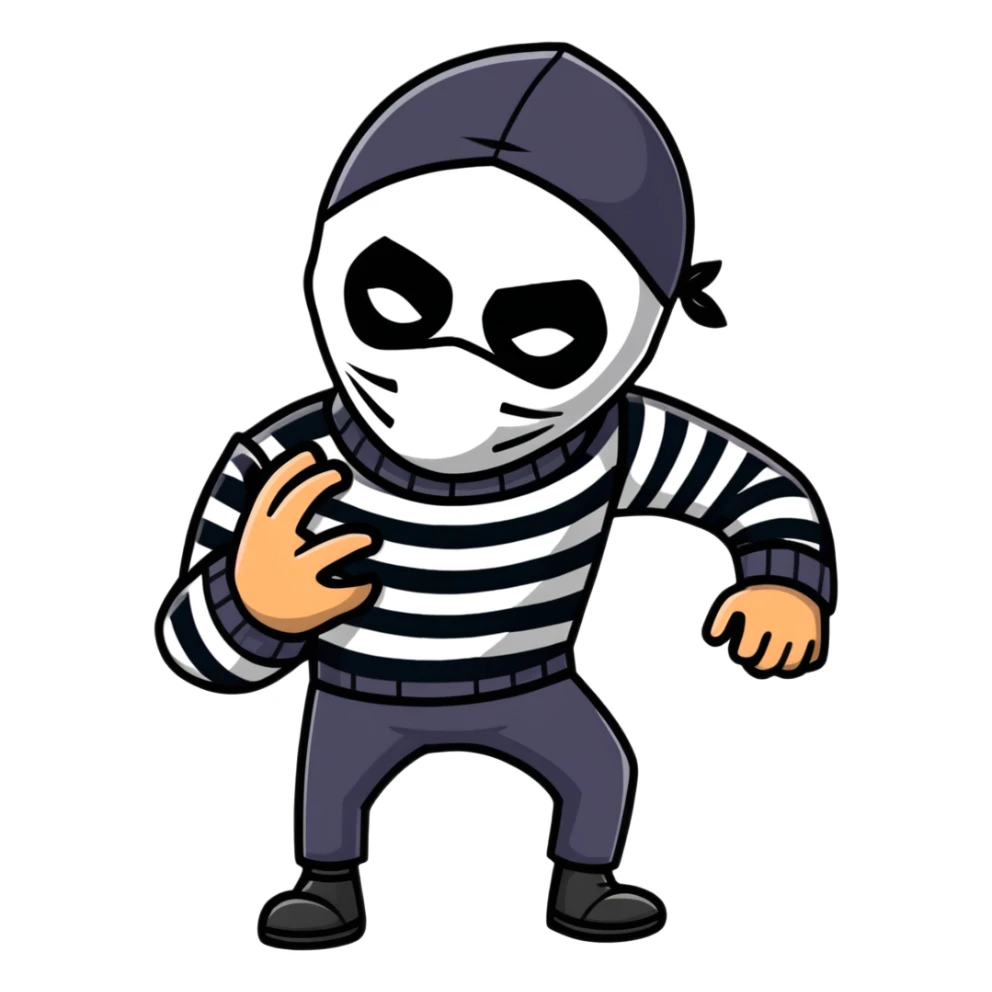 classic robber with mask and striped shirt sticker