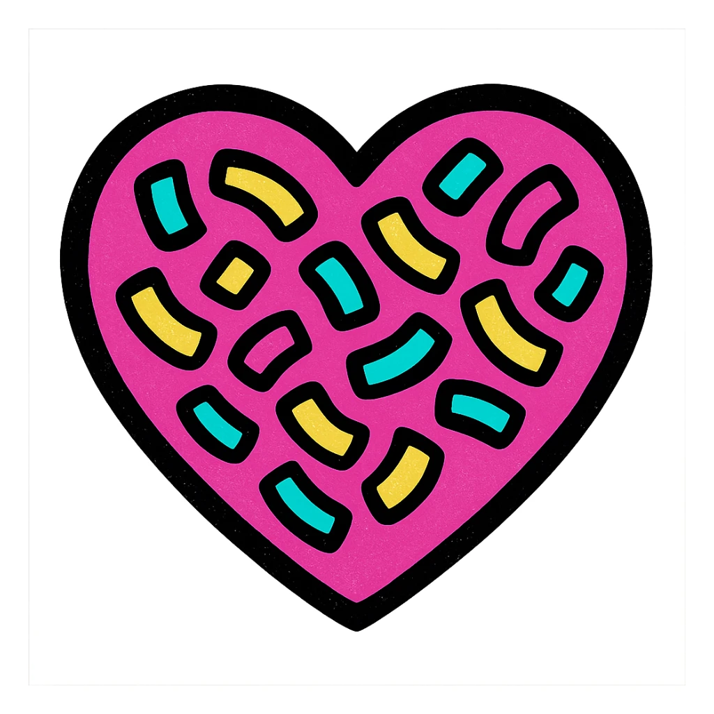 heart with a confetti fill, digital illustration style sticker